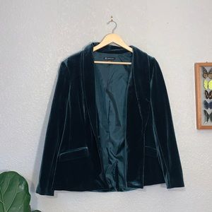 Green velvet blazer